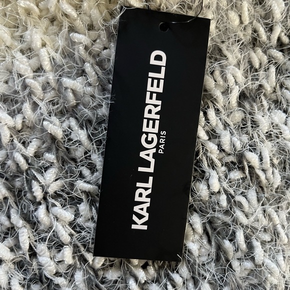 Karl Lagerfeld Ikonik Karl Ombre Infinity Scarf Grey Black White Knit (NWT) - Picture 4 of 5